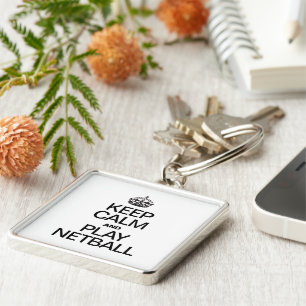 KEEP CALM AND PLAY NETBALL KEYCHAIN