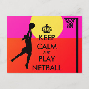 Keep Calm and Play Netball Slogan Postcard
