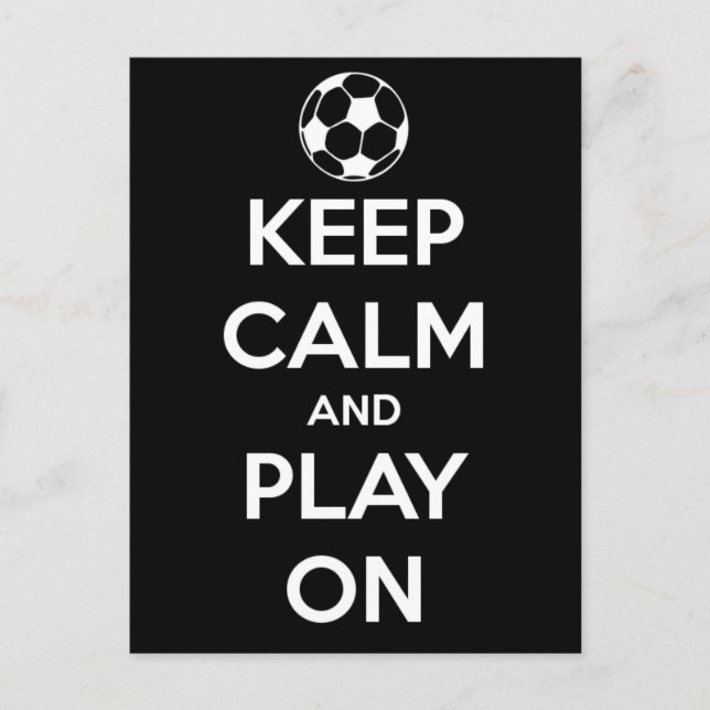 Keep Calm and Play On Black Postcard (Front)
