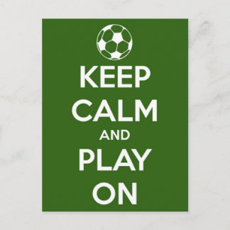 Keep Calm and Play On Green Postcard