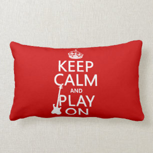 Keep Calm and Play On (guitar)(any colour) Lumbar Pillow