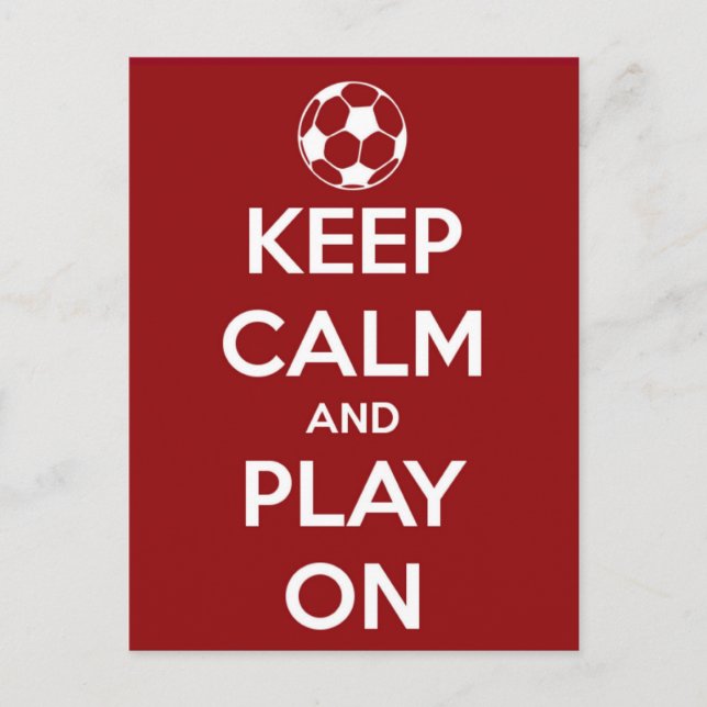 Keep Calm and Play On Red Postcard (Front)