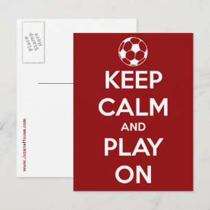 Keep Calm and Play On Red Postcard