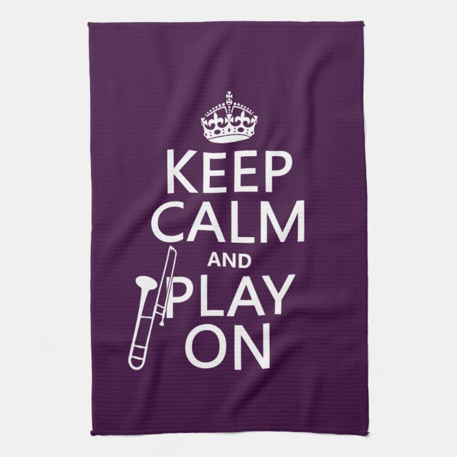 Keep Calm and Play On (Trombone)(any colour) Kitchen Towel (Vertical)