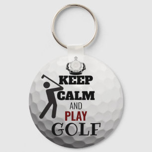 Keep Calm And Play Personalized Golf Ball Keyring
