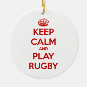 Keep Calm And Play Rugby Ceramic Ornament