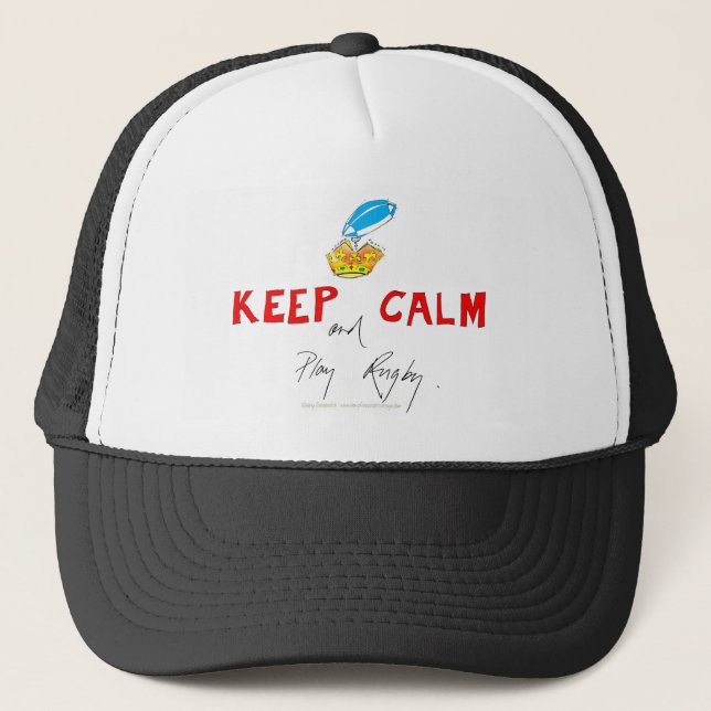 keep calm and play rugby, tony fernandes trucker hat (Front)