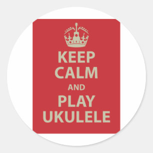 Keep Calm and Play Ukulele Classic Round Sticker