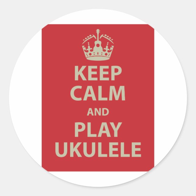 Keep Calm and Play Ukulele Classic Round Sticker (Front)