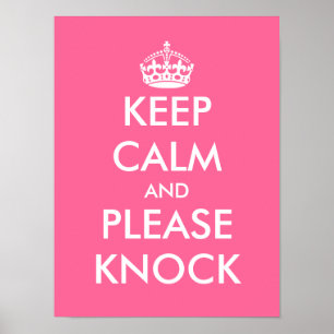Keep calm and please knock poster