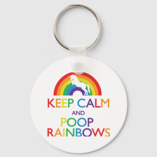Keep Calm and Poop Rainbows Unicorn Keychain