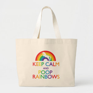 Keep Calm and Poop Rainbows Unicorn Large Tote Bag