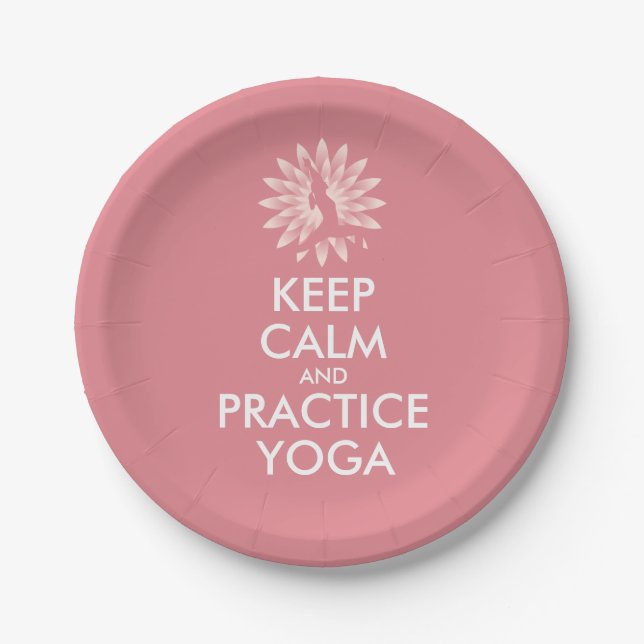 Keep calm and practice yoga paper plate (Front)