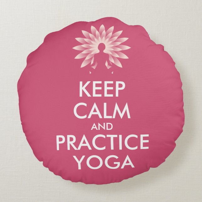 Keep calm and practice yoga round pillow (Back)