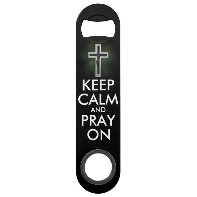 Keep calm and pray on bar key (Back)