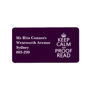 Keep Calm 'and' Proofread (adn) (in any colour) Label