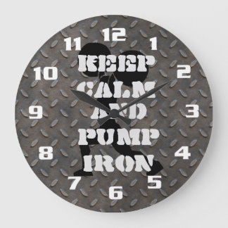 Keep Calm and Pump iron Fitness GYM Large Clock