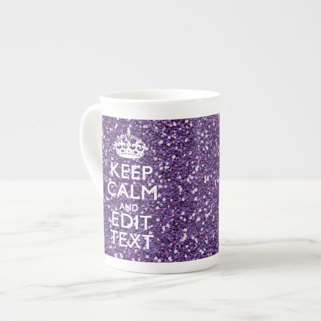 Keep Calm and Purple Mauve Bone China Mug (Front Left)