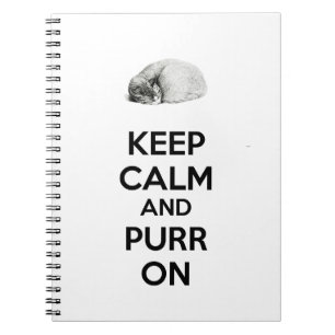 Keep Calm and Purr On Sketch Sleeping Cat Notebook