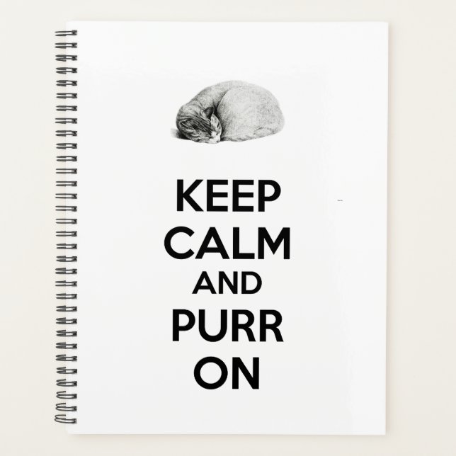 Keep Calm and Purr On Sketch Sleeping Cat Planner (Front)