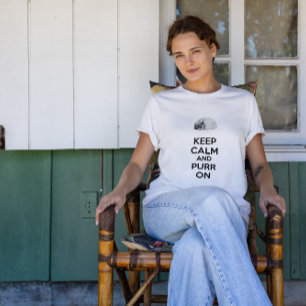 Keep Calm and Purr On Sketch Sleeping Cat T-Shirt
