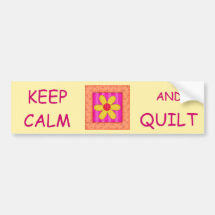 Keep Calm and Quilt Applique Flower Block Bumper Sticker