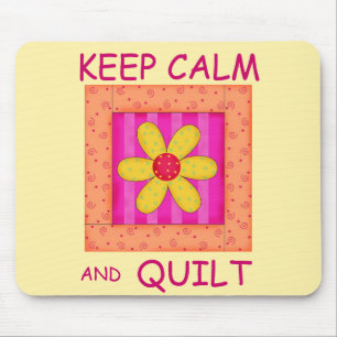 Keep Calm and Quilt Applique Flower Block Mouse Pad