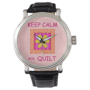 Keep Calm and Quilt Applique Flower Block Watch