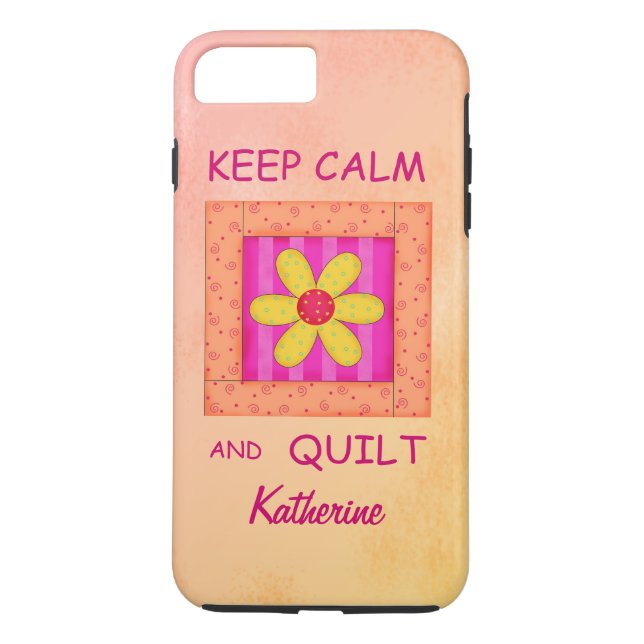 Keep Calm and Quilt Block Personalized Your Name Case-Mate iPhone Case (Back)