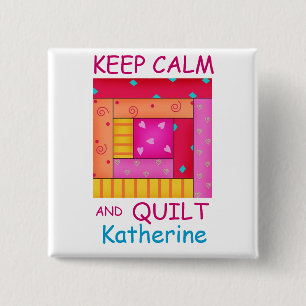 Keep Calm and Quilt Colourful Log Cabin Block 2 Inch Square Button