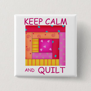 Keep Calm and Quilt Colourful Log Cabin Block 2 Inch Square Button