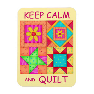 Keep Calm and Quilt Colourful Patchwork Blocks Magnet