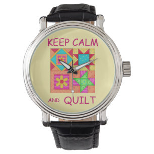 Keep Calm and Quilt Colourful Patchwork Blocks Watch
