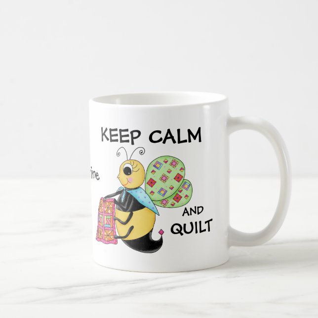 Keep Calm and Quilt Honey Bee Name Personalized Coffee Mug (Right)