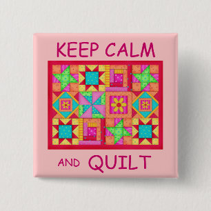 Keep Calm and Quilt Multi Block Patchwork Quilt 2 Inch Square Button