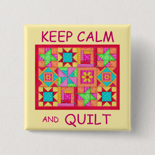 Keep Calm and Quilt Multi Block Patchwork Quilt 2 Inch Square Button
