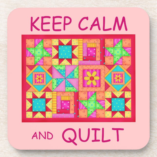 Keep Calm and Quilt Multi Block Patchwork Quilt Coaster (Front)