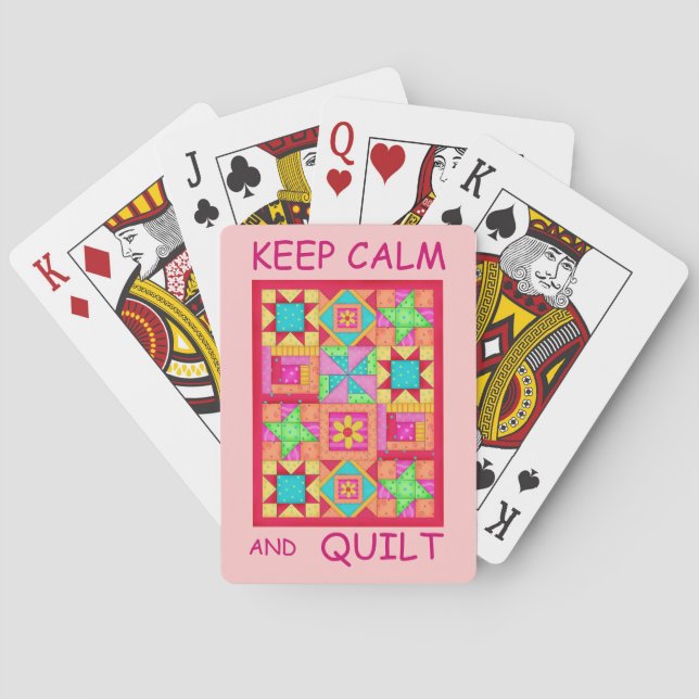 Keep Calm and Quilt Multi Block Patchwork Quilt Playing Cards (Back)