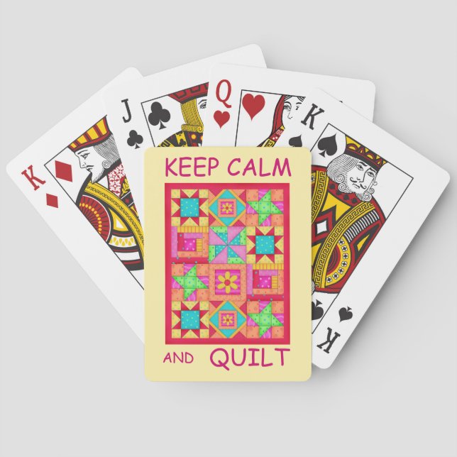 Keep Calm and Quilt Multi Block Patchwork Quilt Playing Cards (Back)