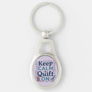 Keep Calm and Quilt On Vintage Sewing Lover Design Keychain