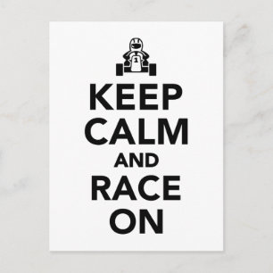 Keep calm and race on postcard
