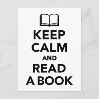 Keep calm and read a book postcard