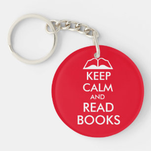 Keep calm and read books keychain