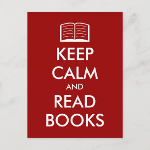 Keep calm and read books postcard with icon