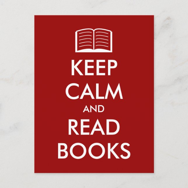Keep calm and read books postcard with icon (Front)
