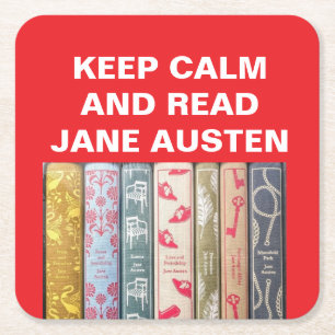 Keep calm and read Jane Austen Square Paper Coaster