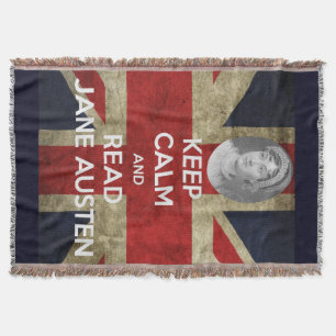 Keep Calm and Read Jane Austen with British Union Throw Blanket