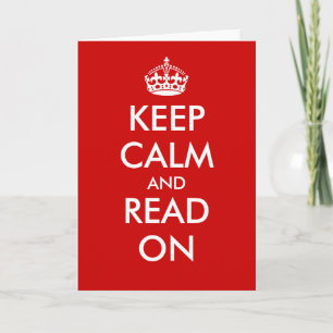 Keep calm and read on greeting cards