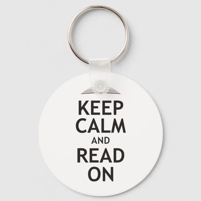 Keep Calm and Read On Keychain (Front)