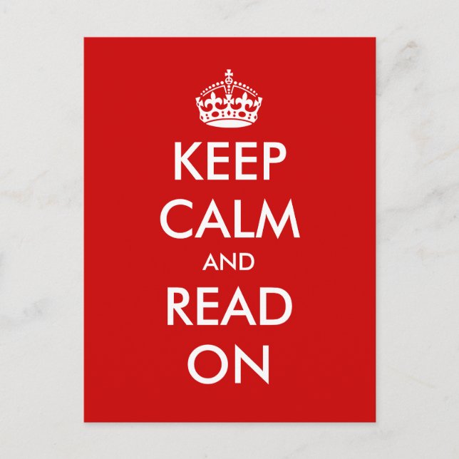Keep calm and read on postcard (Front)